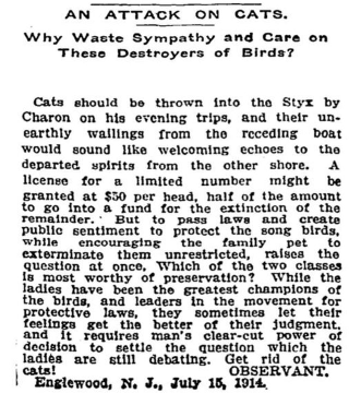 Illustration for article titled Old-Timey Anti-Cat Letter to the Editor Is Amazing and Sexist